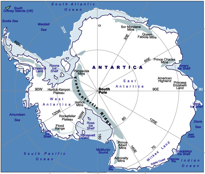 Physical Map of Antarctica