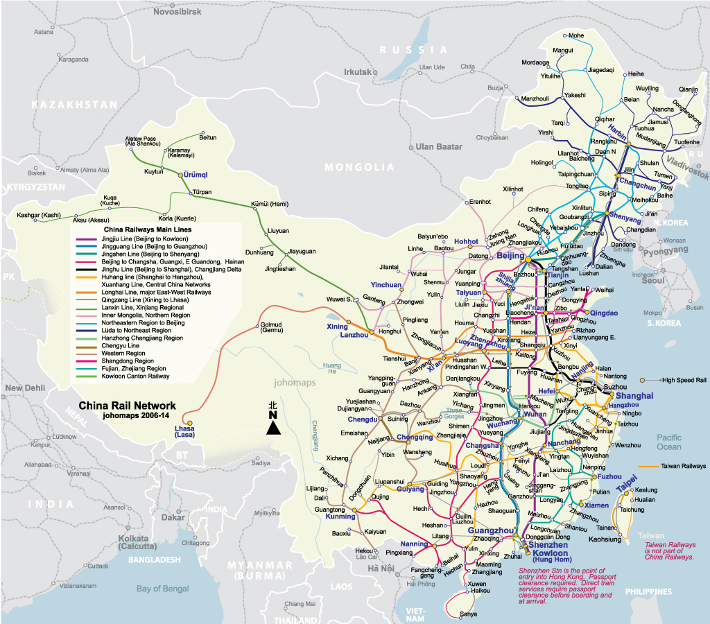 Rail Map of China Johomaps