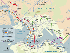 Hong Kong Island and Kowloon Metro Map