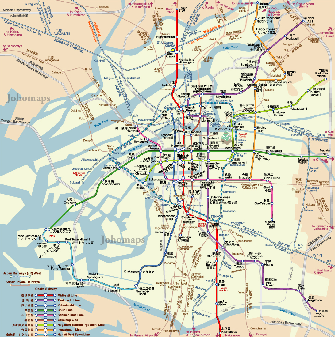 Subway Map of Osaka - JohoMaps