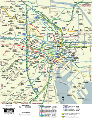 東京都市鉄道地図   Urban Rail Map of Tokyo