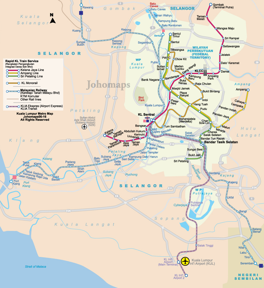 kuala lumpur karta Metro Map of Kuala Lumpur   JohoMaps kuala lumpur karta