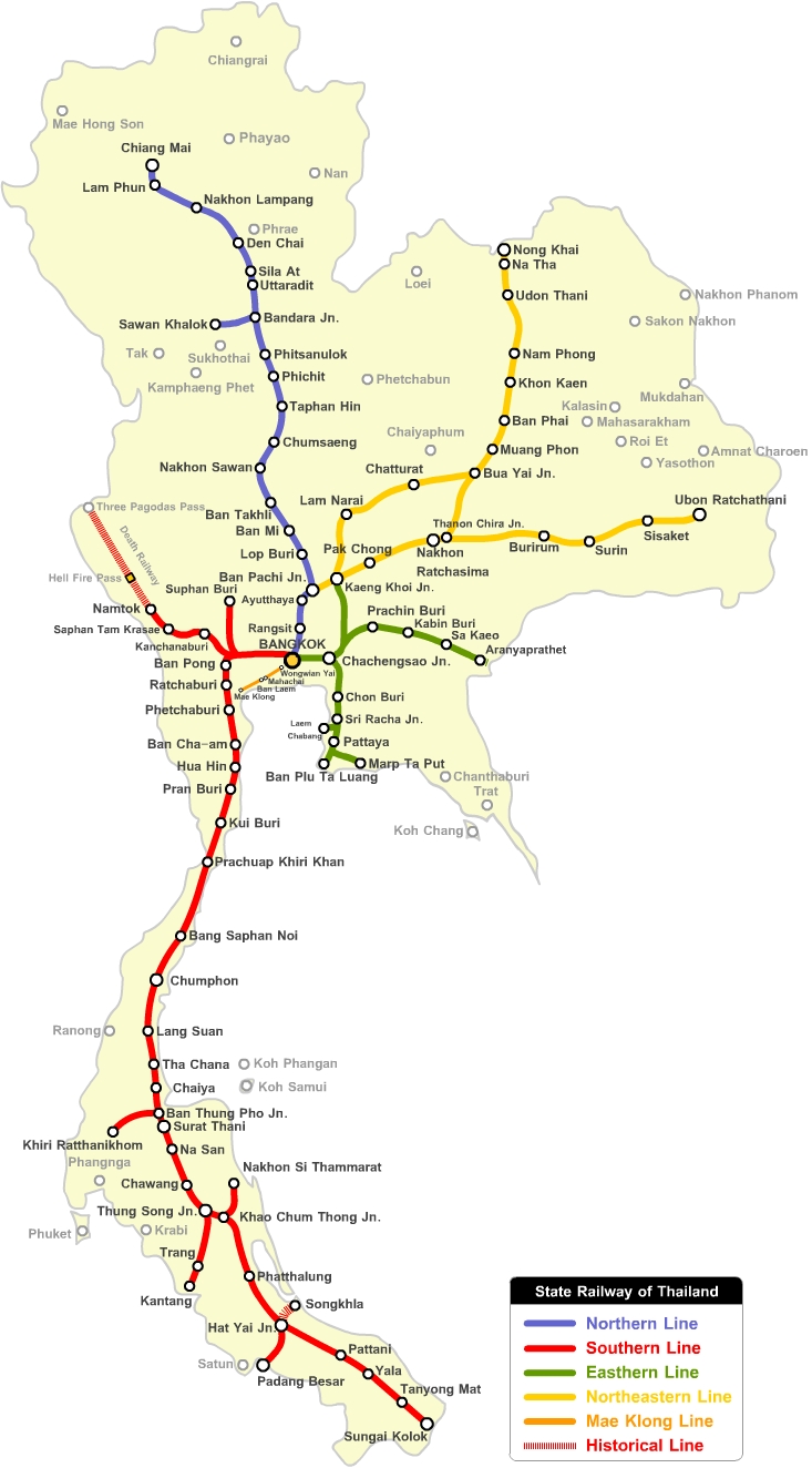 Rail Map of Thailand