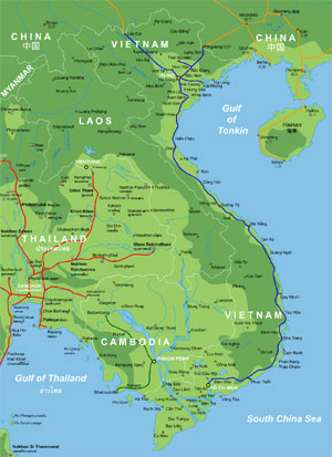 Topo and Rail Map of Vietnam