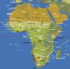 非洲行政及地貌地圖