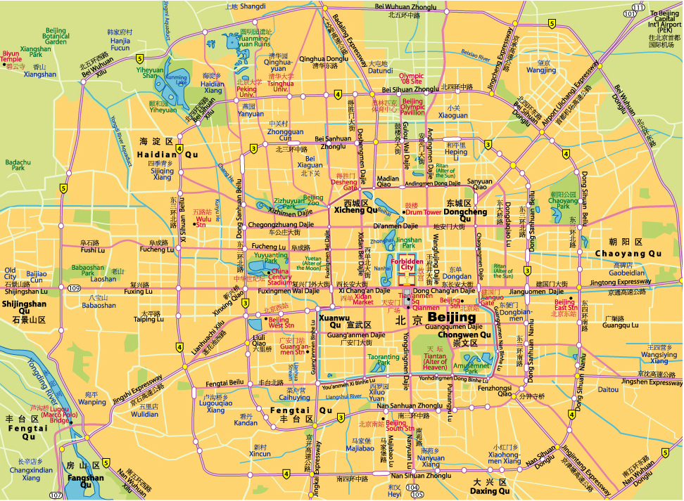 北京交通地图 Map of Beijing