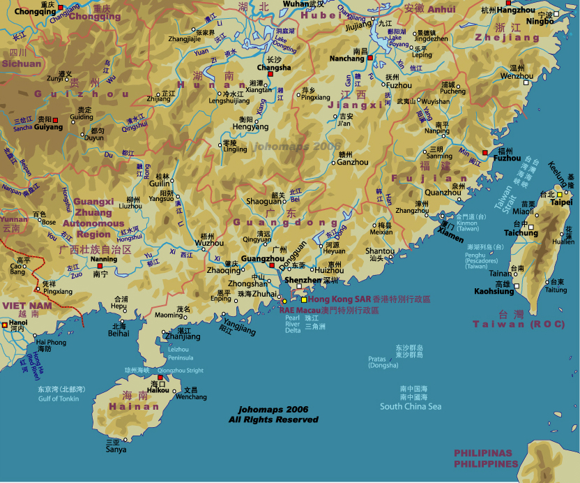 中國南方地圖