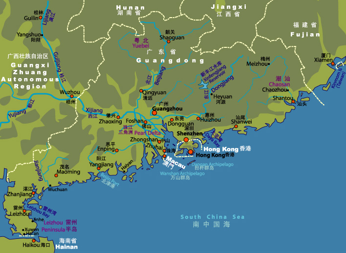 广东省地图 Map of Guangdong