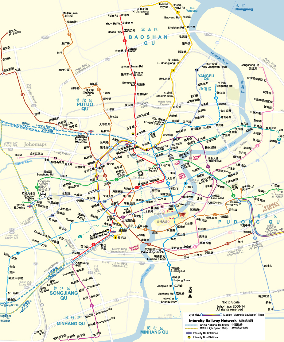 上海地铁图 Shanghai Metro Map