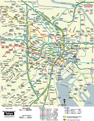 東京都市鉄道地図   Urban Rail Map of Tokyo