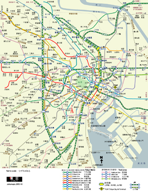 東京都市鉄道地図   Urban Rail Map of Tokyo