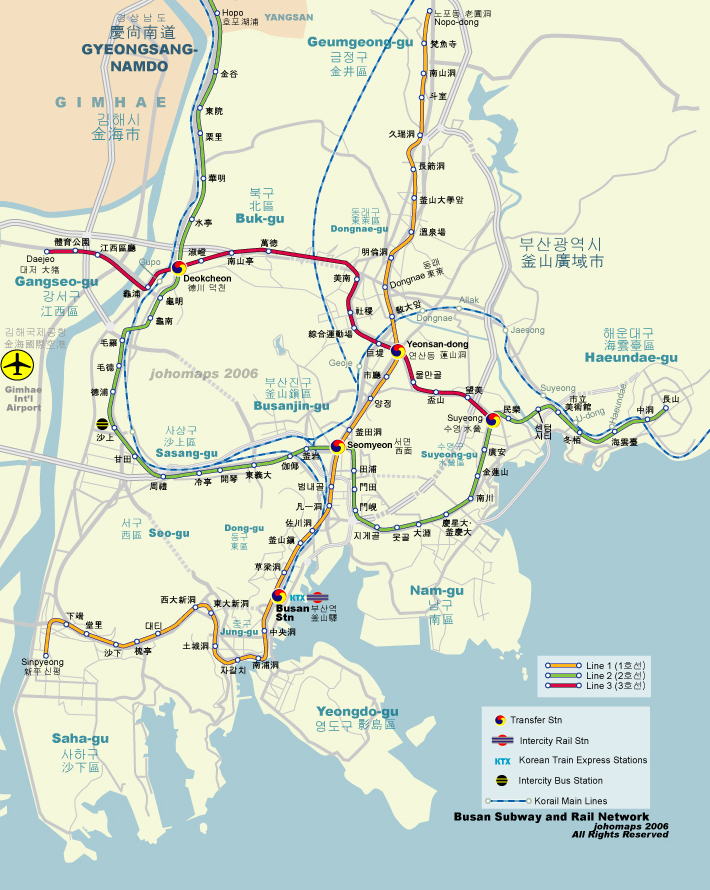 卓號地圖 - 釜山地鐵地圖