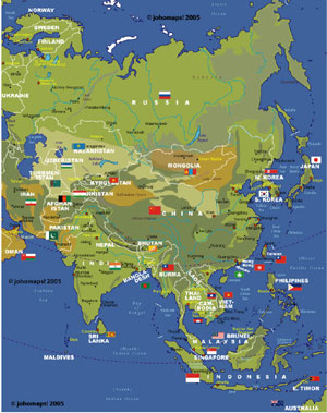 亞洲國旗及地圖