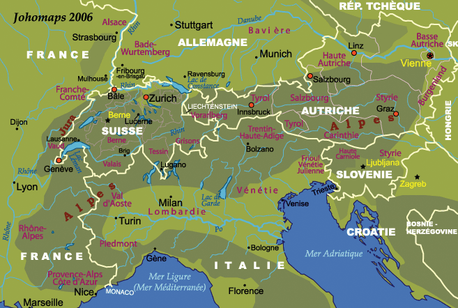 阿爾卑斯山脈地圖