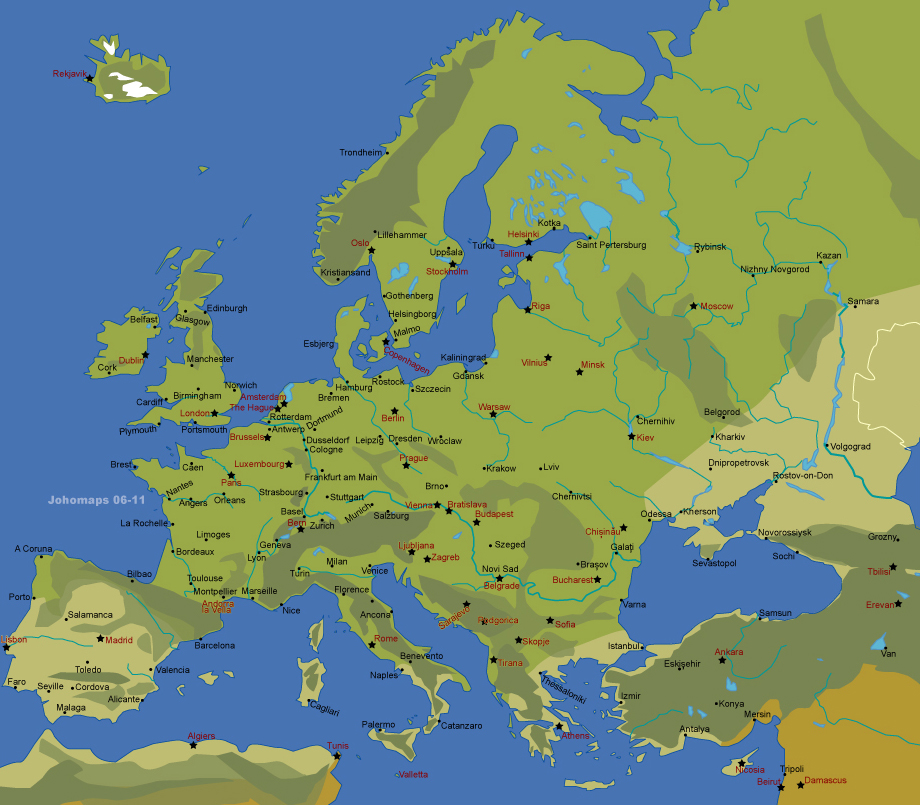 歐洲各大城市地圖