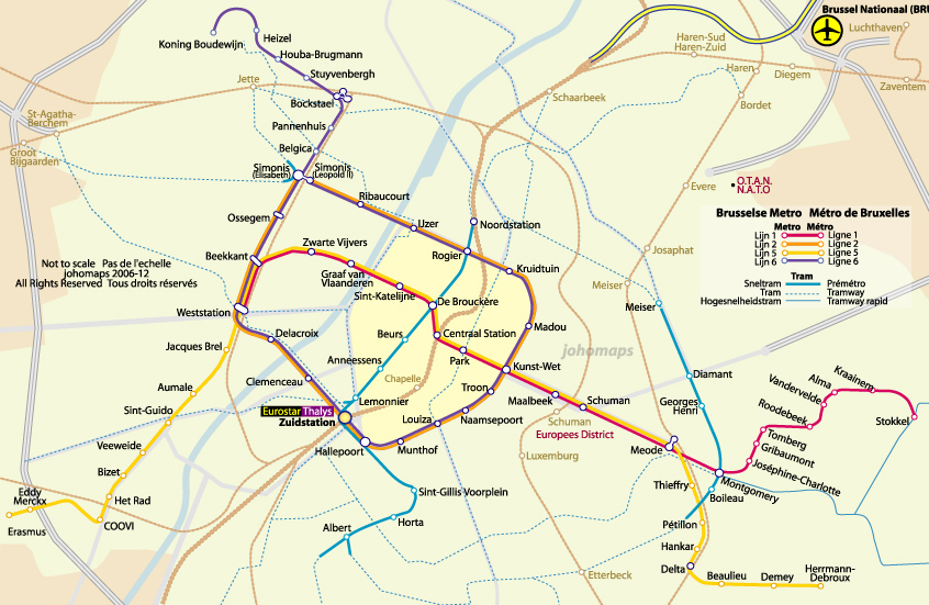 Kaart van de Brusselse Metro/布魯塞爾地鐵圖