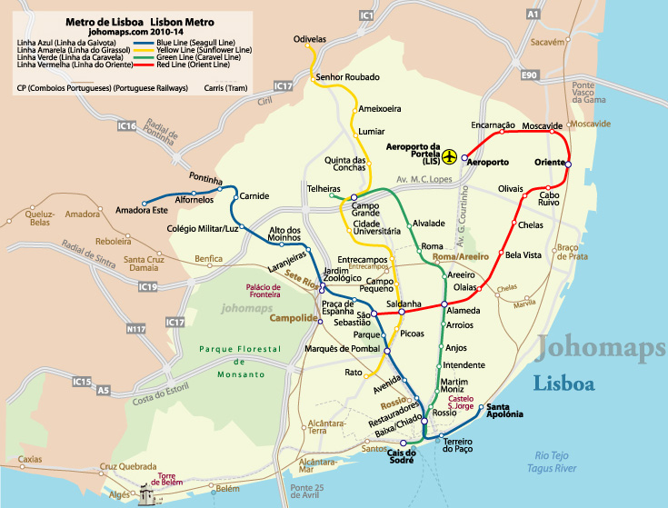 Mapa do metro de Lisboa / 里斯本地鐵圖