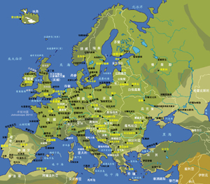 歐洲行政及地貌地圖