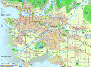溫哥華道路地圖 / City Map of Vancouver / Plan de Vancouver 