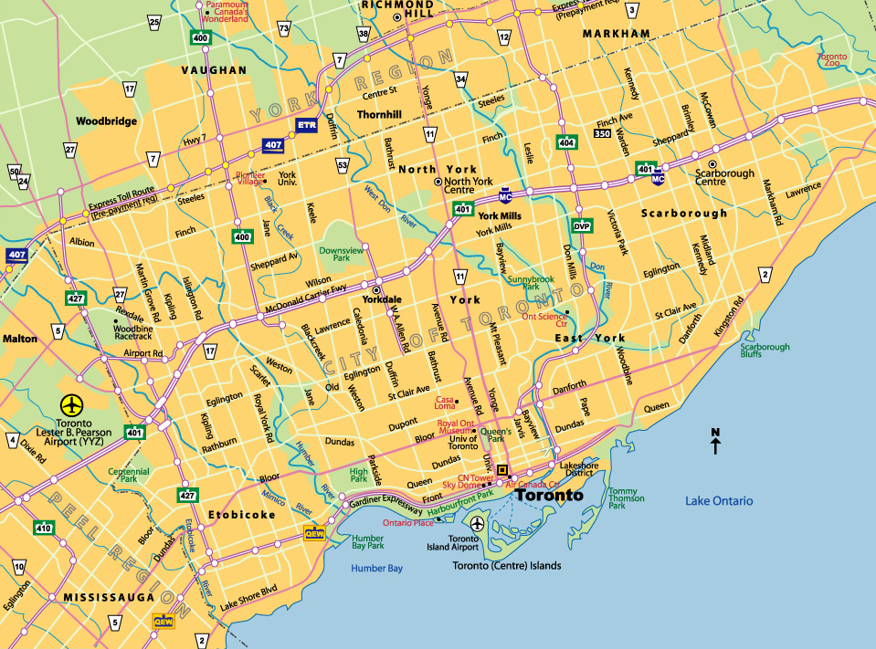 多倫多道路地圖 / City Map of Toronto / Plan de Toronto