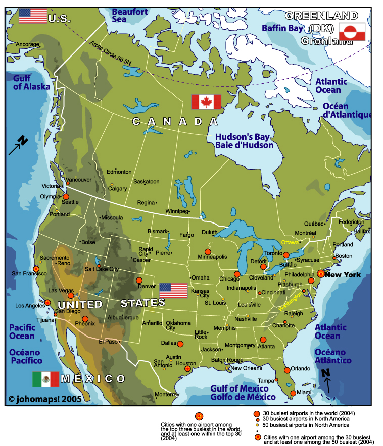 北美洲重要城市地圖