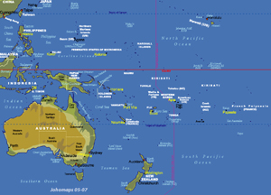 大洋洲行政及地貌地圖