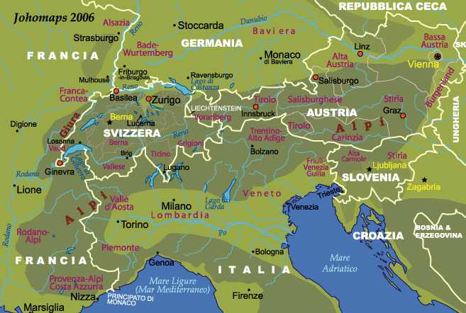 Mappa delle Alpi