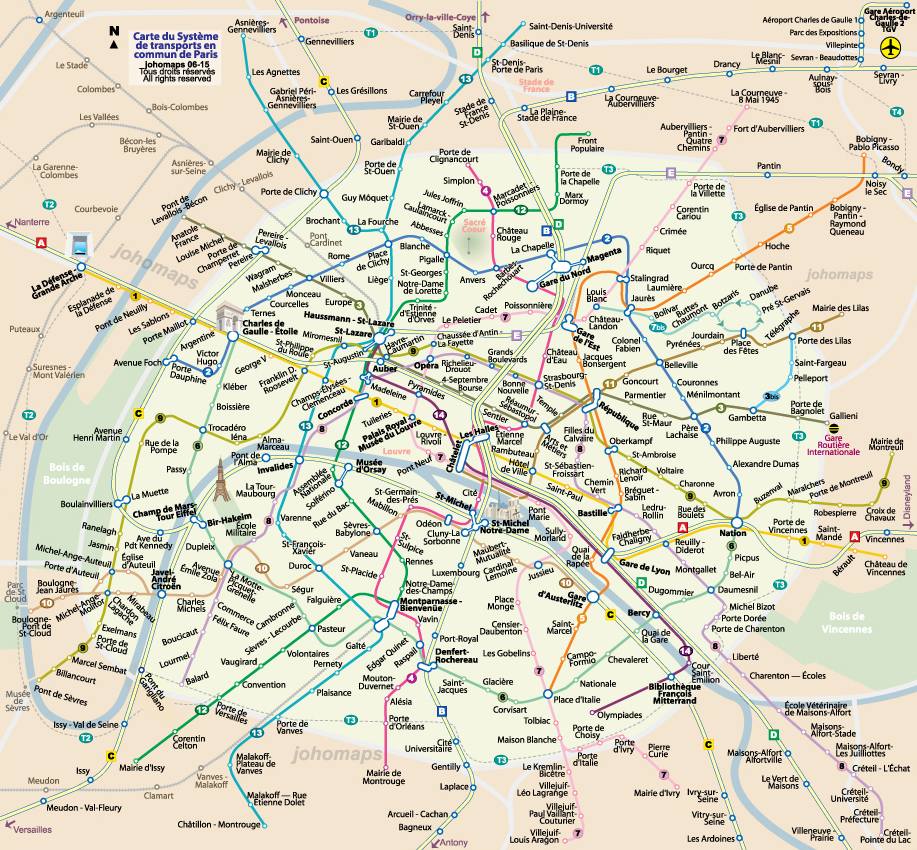 Carte Du Metro De Paris Johomaps