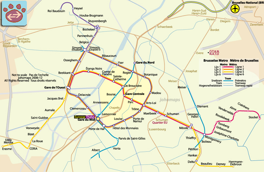 Carte de Metro de Bruxelles/Metro Map of Brussels