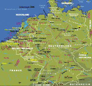 Map of Germany and Benelux / Deutschland und Benelux Landkarte / Kaart van Benelux met Duitsland / Carte d'Allemagne et Benelux