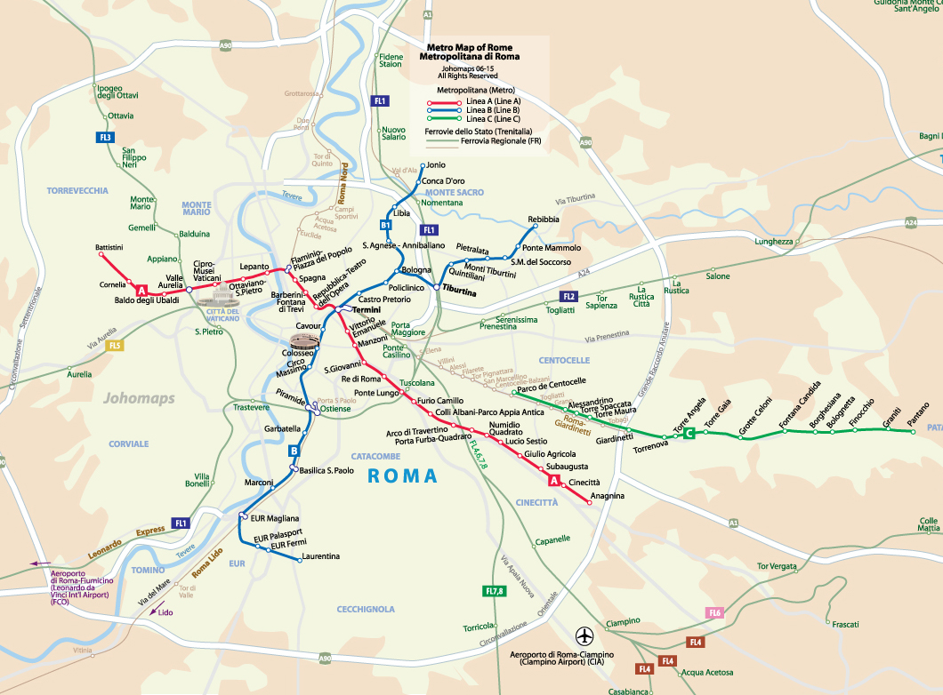 Metro Map Rome Streets