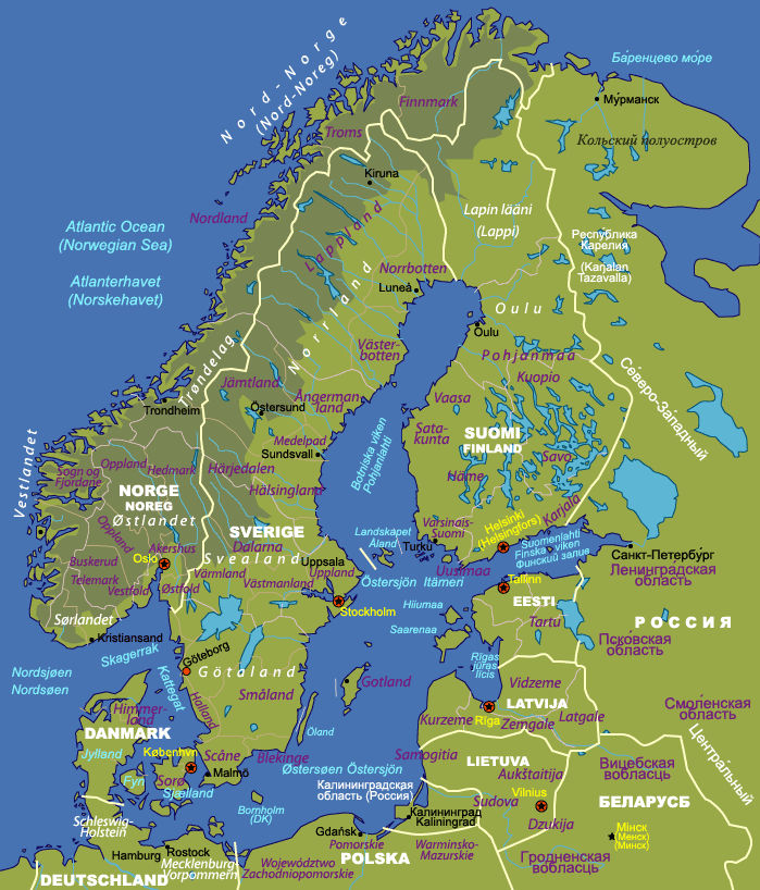 Map of Scandinavia