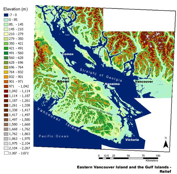 Relief Map of Southern BC