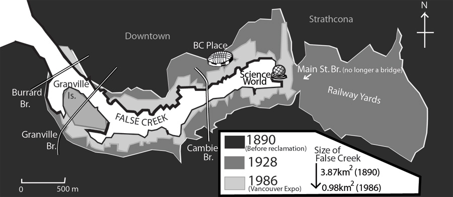 Map of False Creek, Vancouver