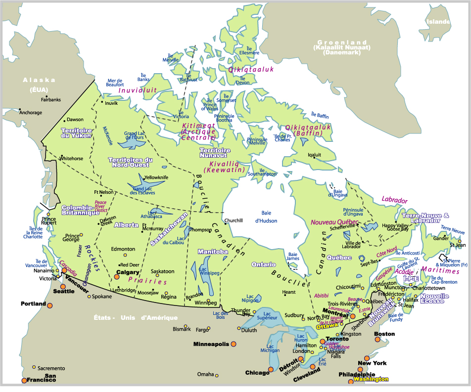 Carte du Canada