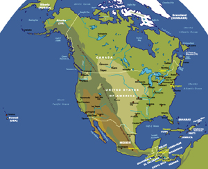 Physical Map of North America