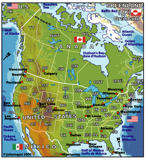 Map of Canada and US