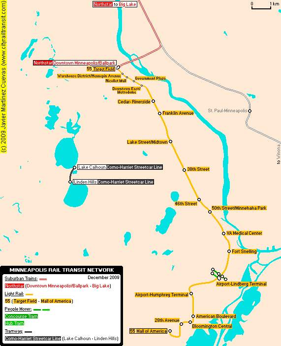 City Transit Map of Minneapolis, MN