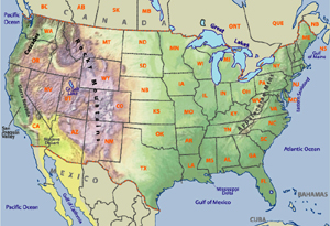 Physical and Administrative Map of the US