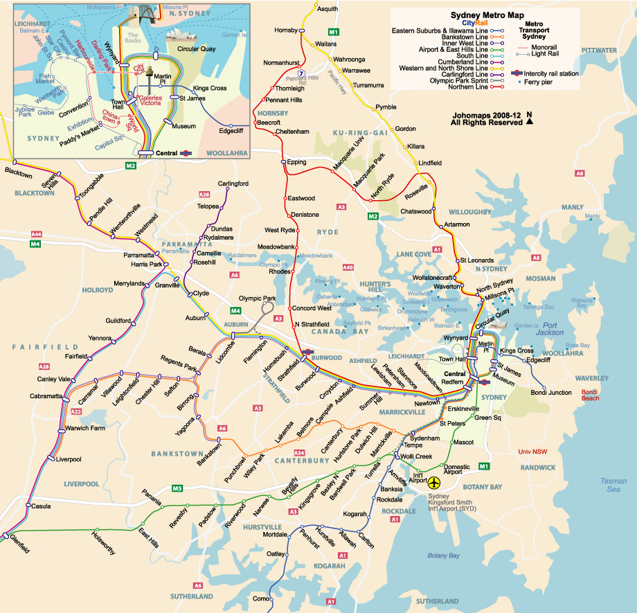 Metro Map Of Sydney Johomaps Gambaran