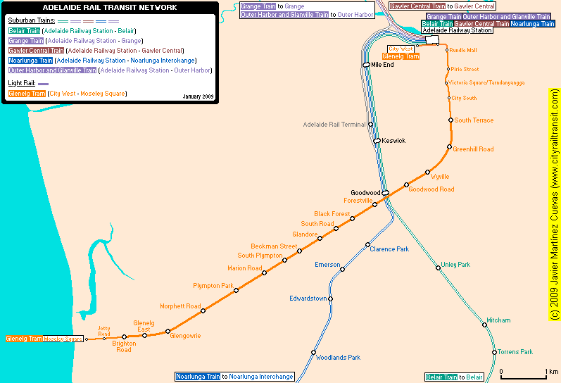 Adelaide Tram Map