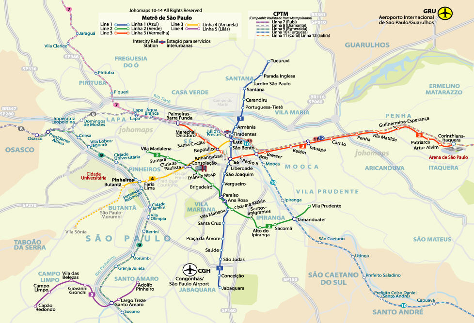 Metro Map Of Sao Paulo Johomaps